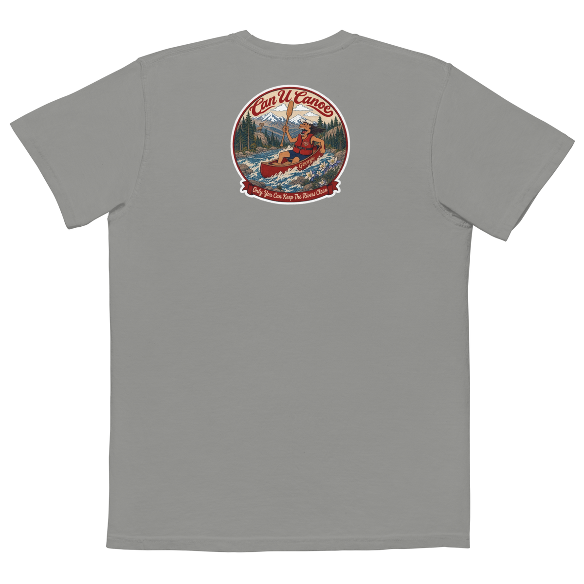 CUC Garment-Dyed Pocket Tee — George’s Weathered | Grey | S | back | exact approved George badge