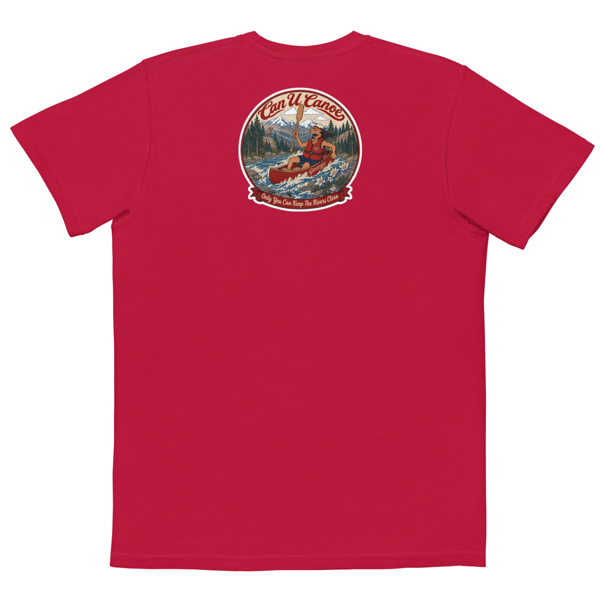 CUC Garment-Dyed Pocket Tee — George’s Weathered | Red | S | back | exact approved George badge
