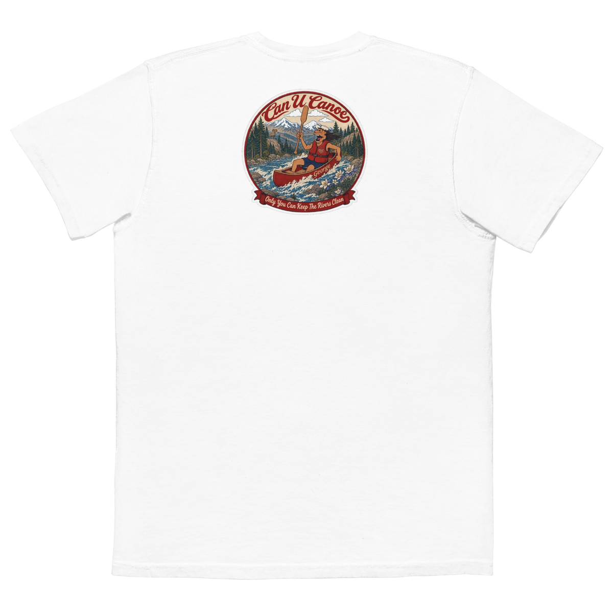 CUC Garment-Dyed Pocket Tee — George’s Weathered | White | S | back | exact approved George badge