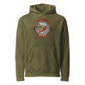 Big Thompson Army heavyweight hoodie with enlarged red cursive river badge