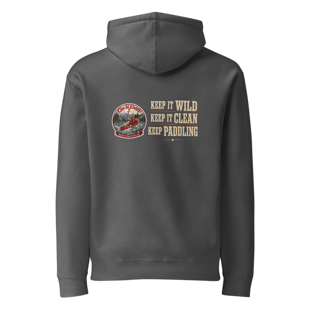 CUC Heavyweight Hoodie — George's Dam-Side Hoodie | Charcoal Solid | back | unchanged transparent artwork v3