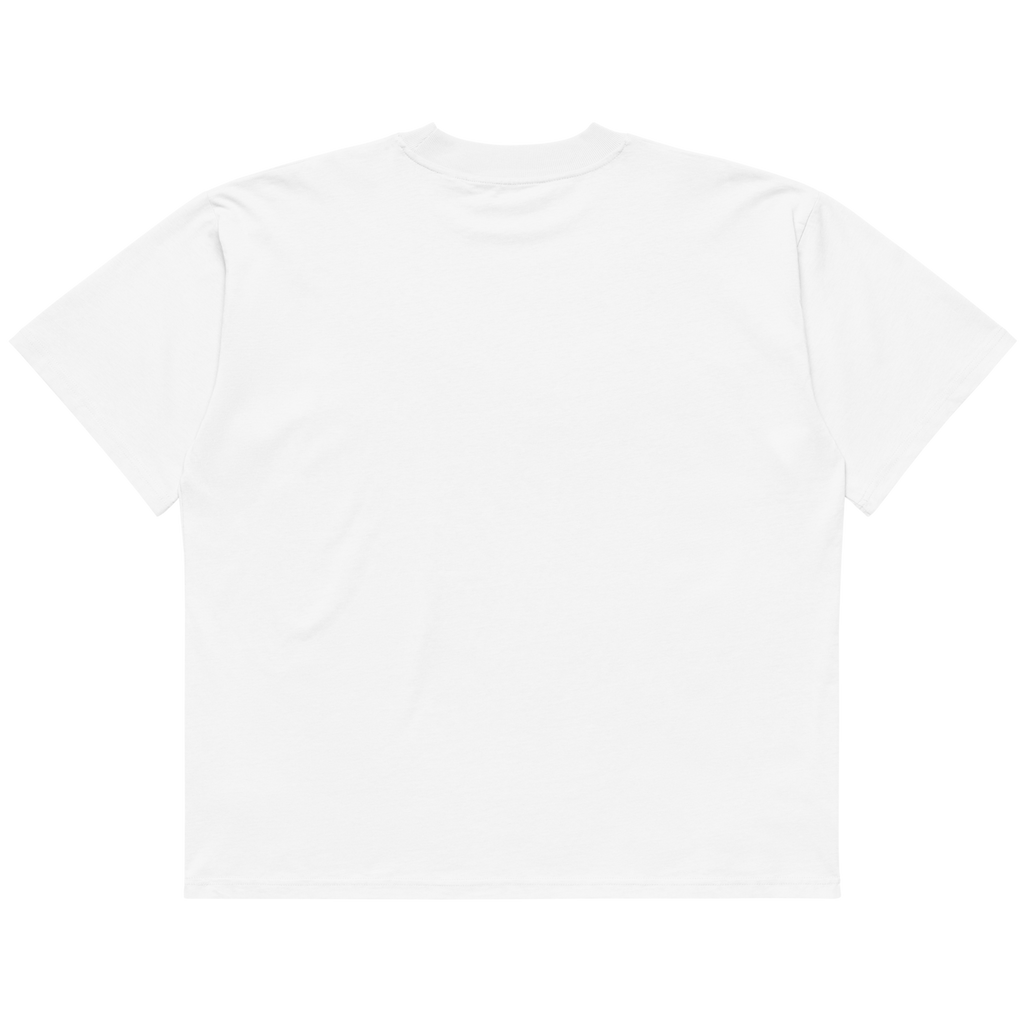 CUC Organic Oversized High Neck Tee — Rivers Remember | White | back | revised approved George placement