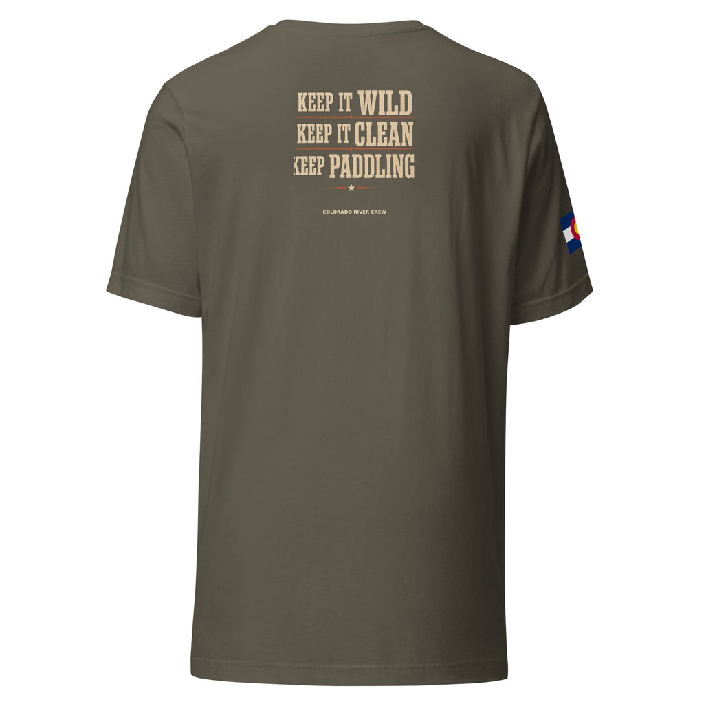 Colorado Army tee - Keep It Wild Keep It Clean Keep Paddling back slogan