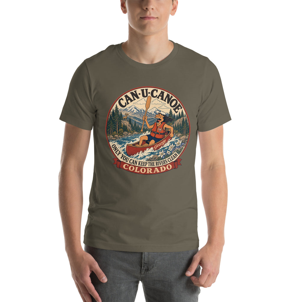Colorado State Badge unisex tee in Army green, front mockup