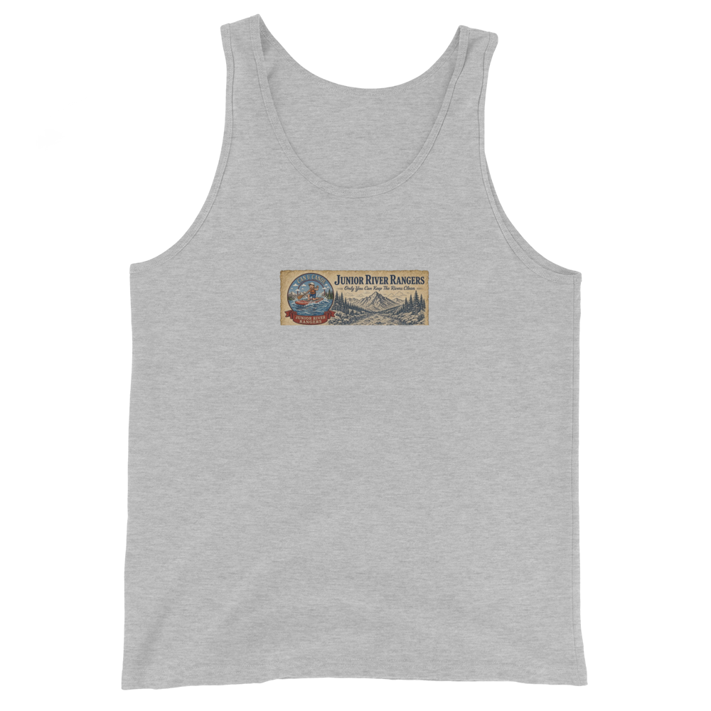 CUC Junior River Ranger Dad Tank — George’s Proud Papa Tank | Athletic Heather | front | newest boy pledge-card artwork