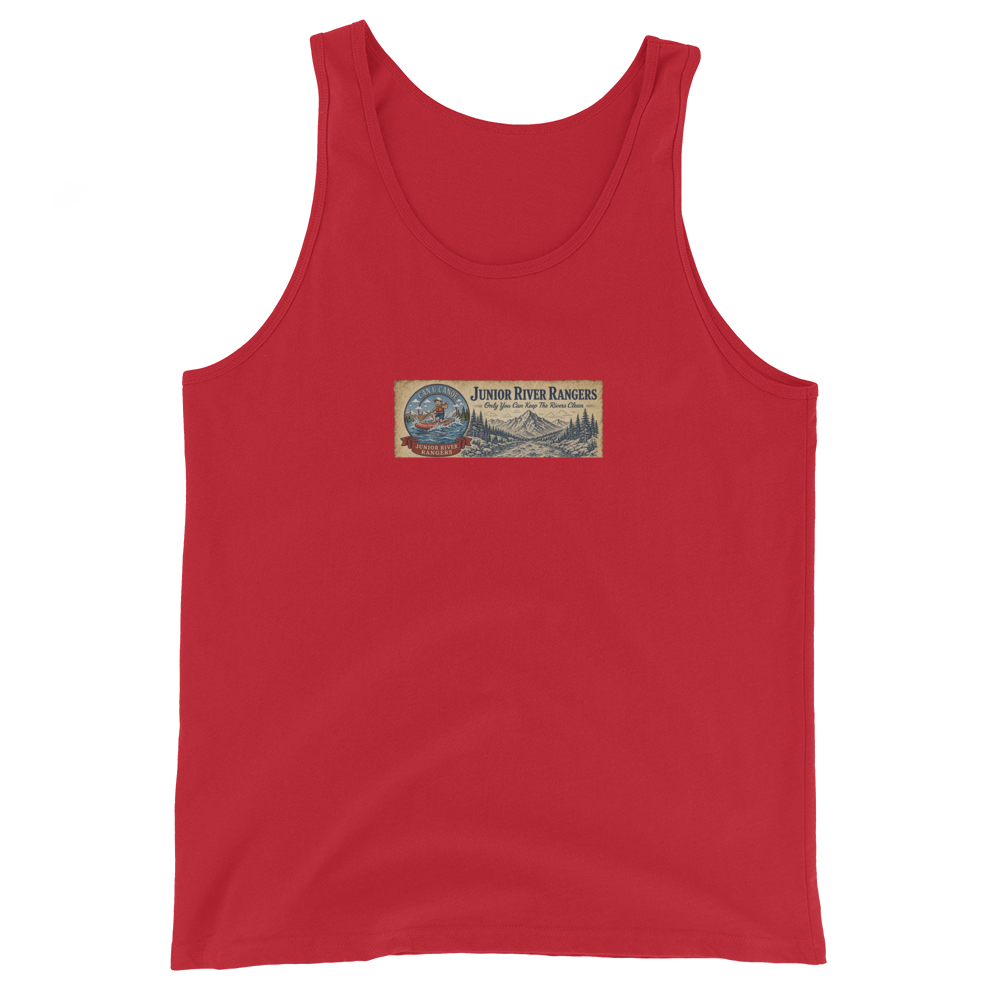 CUC Junior River Ranger Dad Tank — George’s Proud Papa Tank | Red | front | newest boy pledge-card artwork