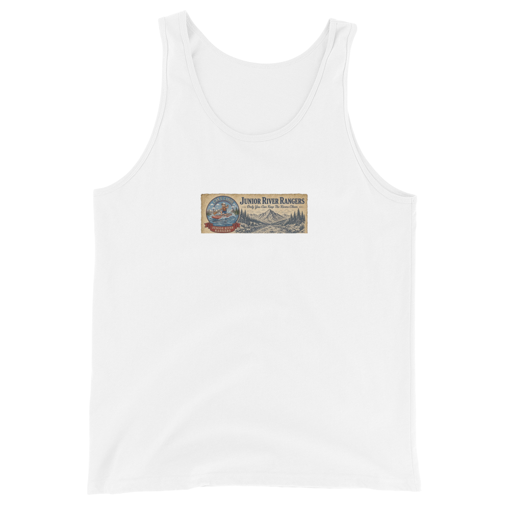 CUC Junior River Ranger Dad Tank — George’s Proud Papa Tank | White | front | newest boy pledge-card artwork