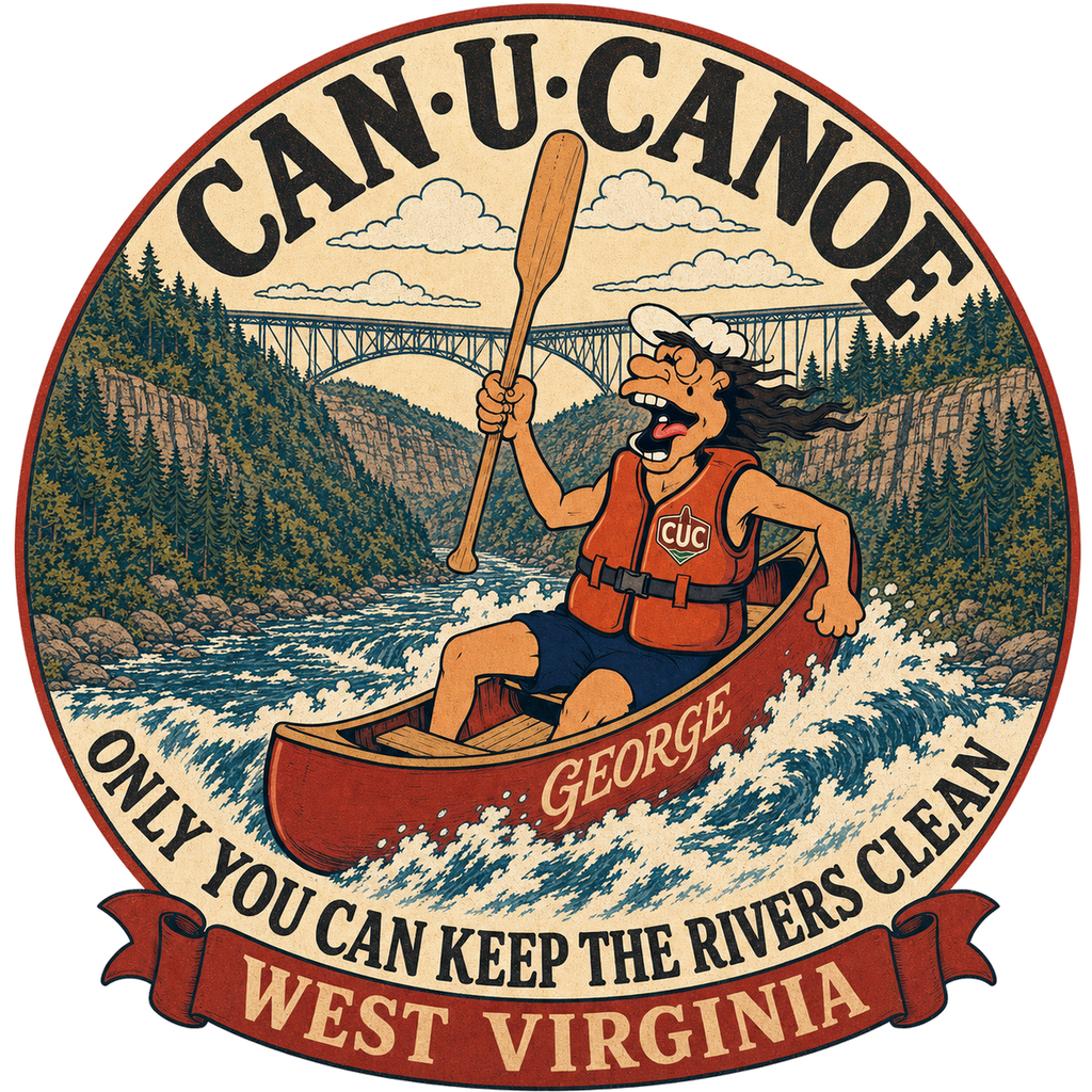 CAN U CANOE West Virginia river badge artwork