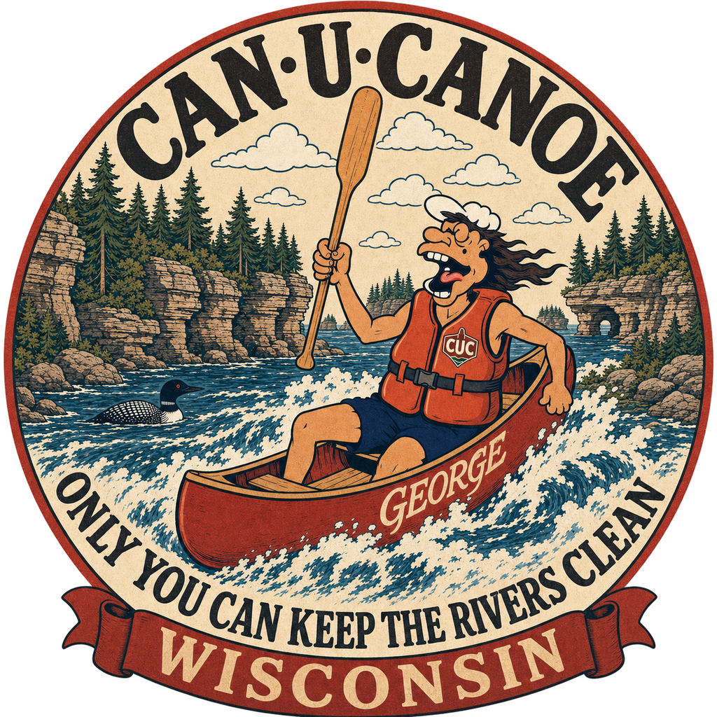 CAN U CANOE Wisconsin river badge artwork