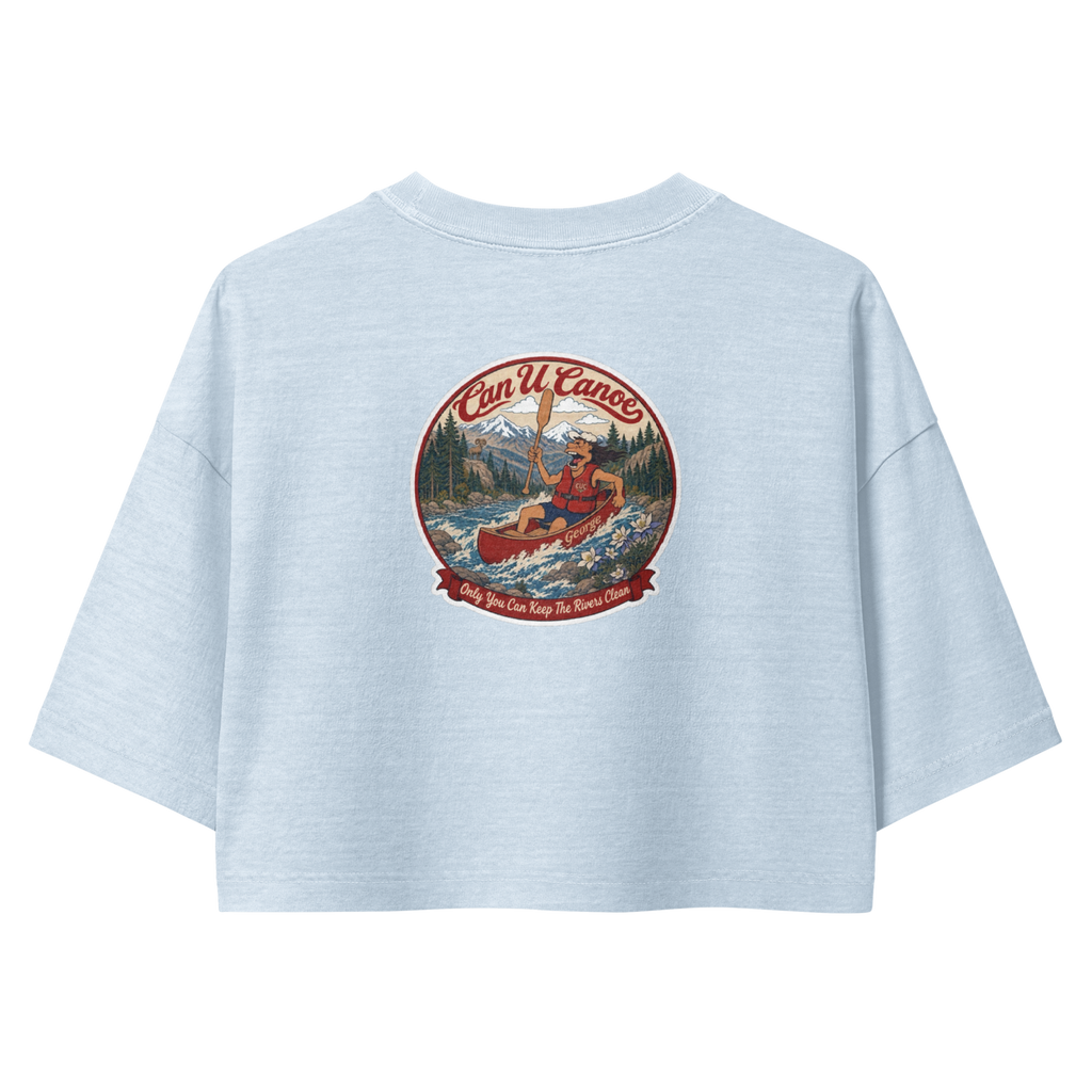 CUC Garment-Dye Cropped Tee — George's Tidepool Crop | Light Washed Denim | S | Back | exact approved George badge