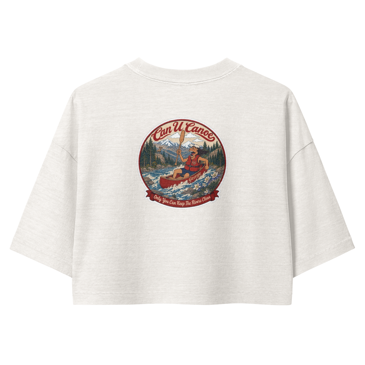 CUC Garment-Dye Cropped Tee — George's Tidepool Crop | Vintage White | S | Back | exact approved George badge