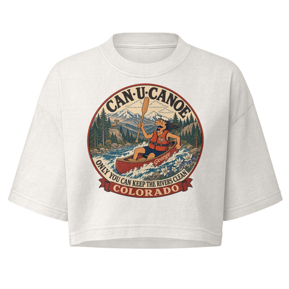Colorado River Badge crop tee in Vintage White