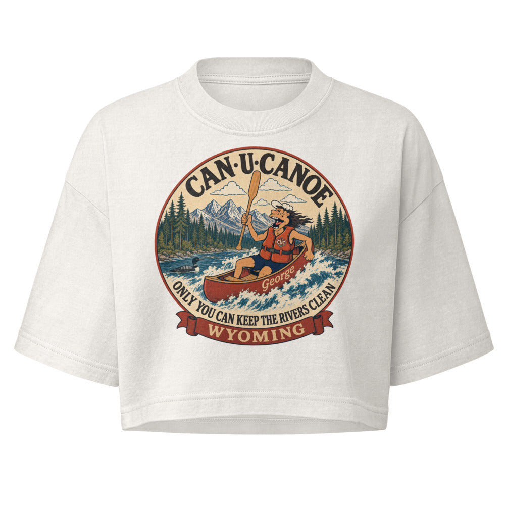 Wyoming River Badge crop tee in Vintage White