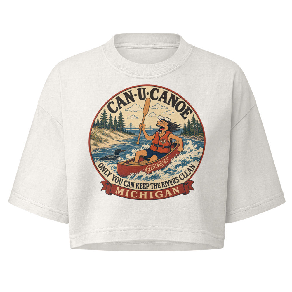 Michigan River Badge crop tee in Vintage White