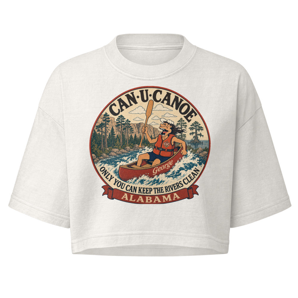 George's Alabama River Badge garment-dye crop tee - Vintage White