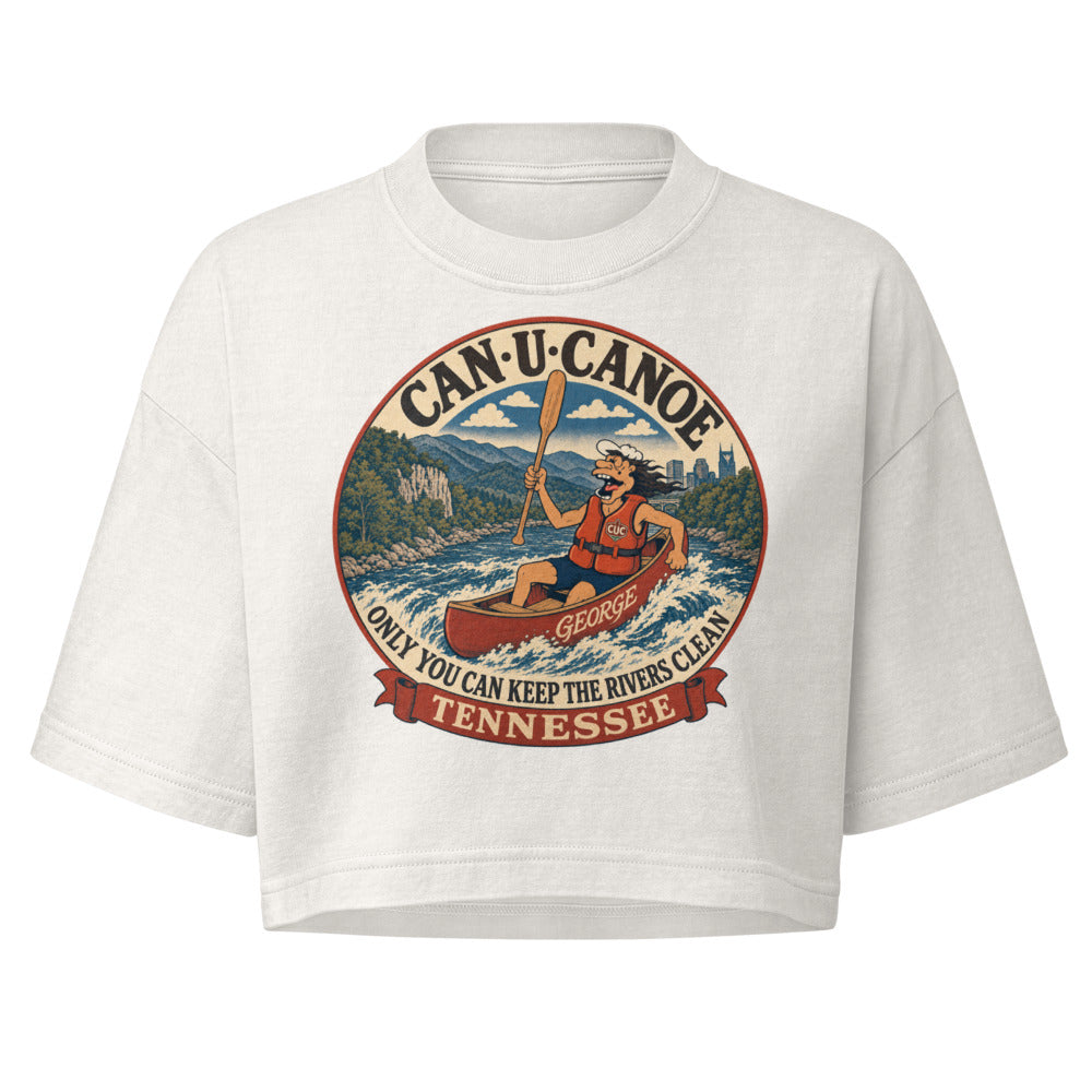 George's Tennessee River Badge garment-dye crop tee - Vintage White