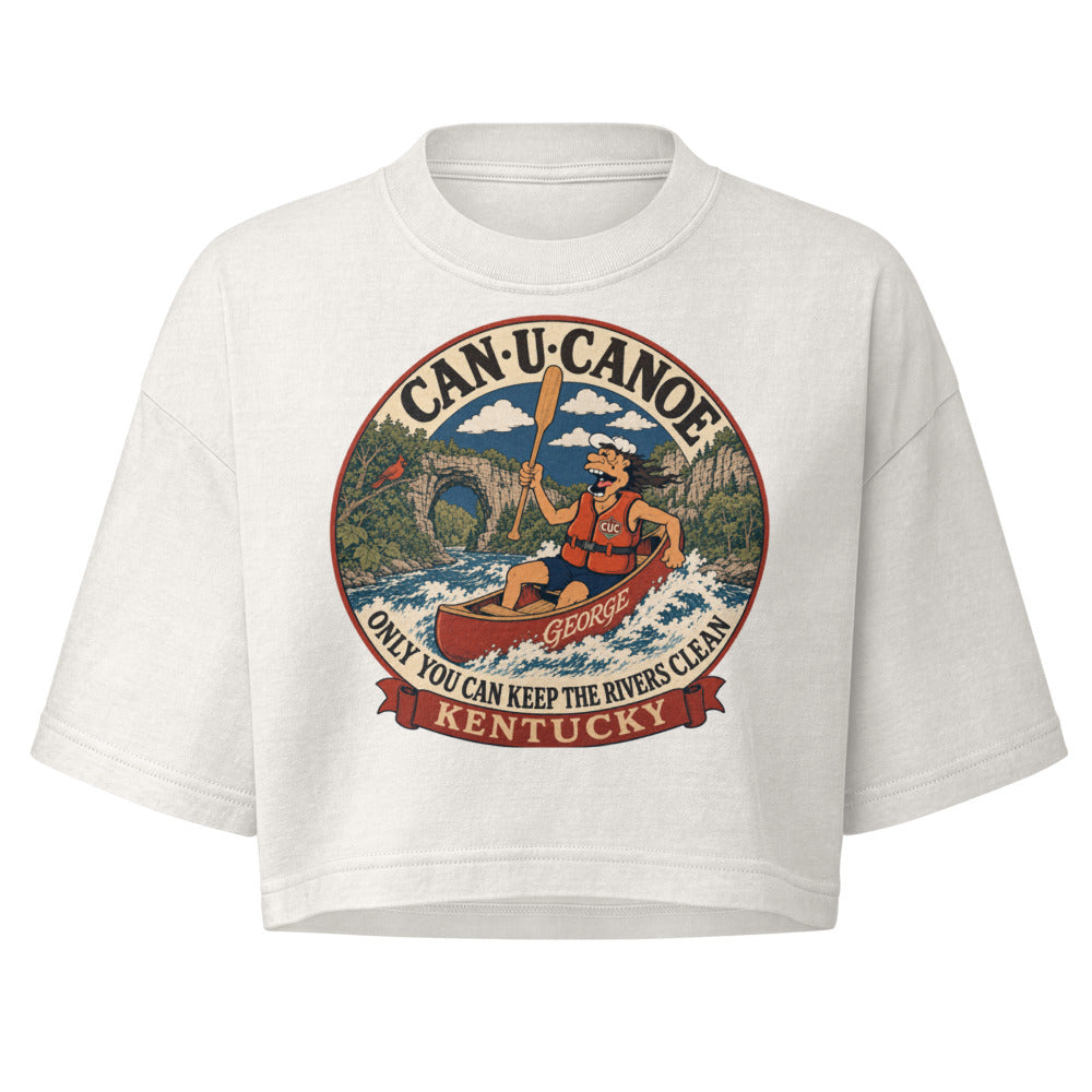 George's Kentucky River Badge garment-dye crop tee - Vintage White