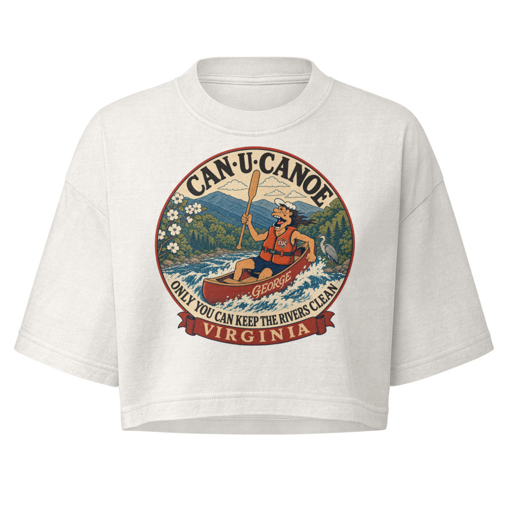 George's Virginia River Badge garment-dye crop tee - Vintage White