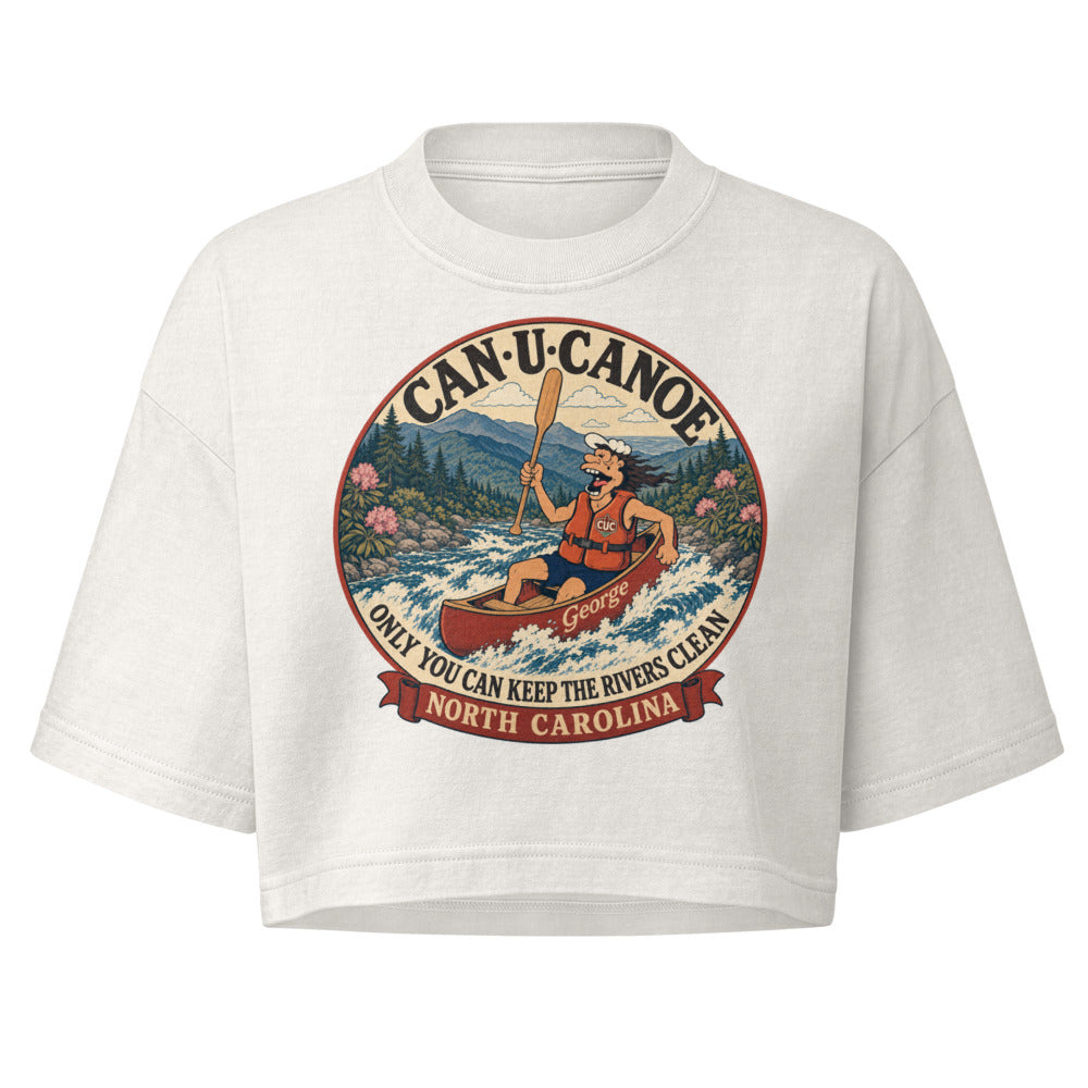 George's North Carolina River Badge garment-dye crop tee - Vintage White