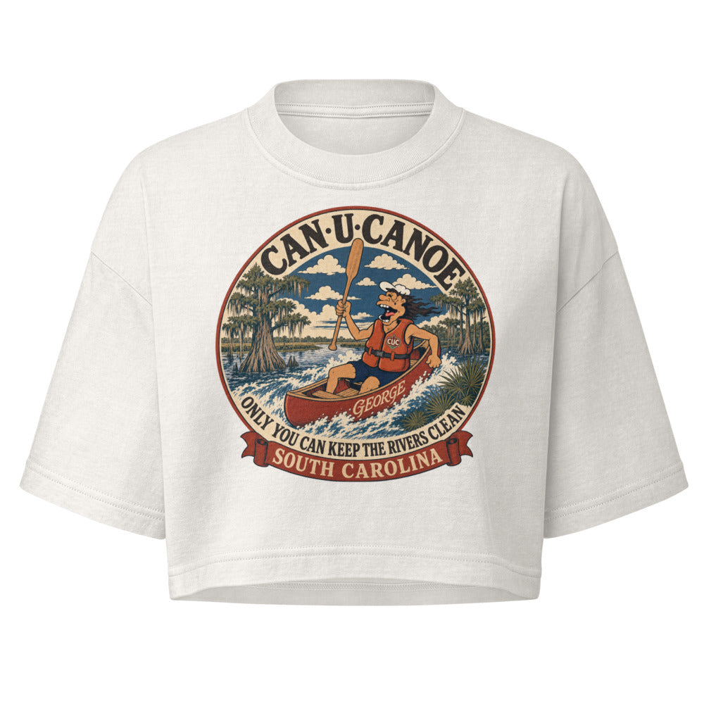 George's South Carolina River Badge garment-dye crop tee - Vintage White
