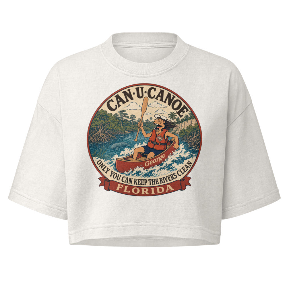 George's Florida River Badge garment-dye crop tee - Vintage White