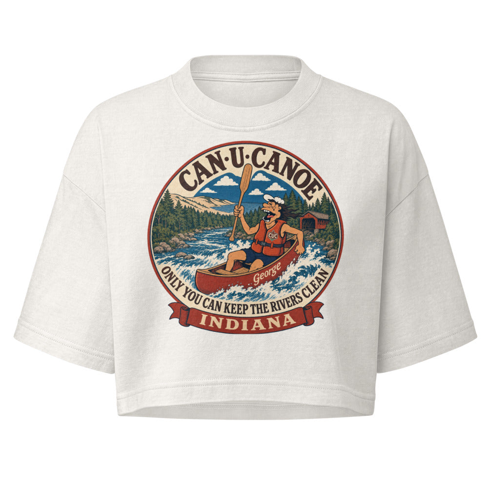 George's Indiana River Badge garment-dye crop tee - Vintage White