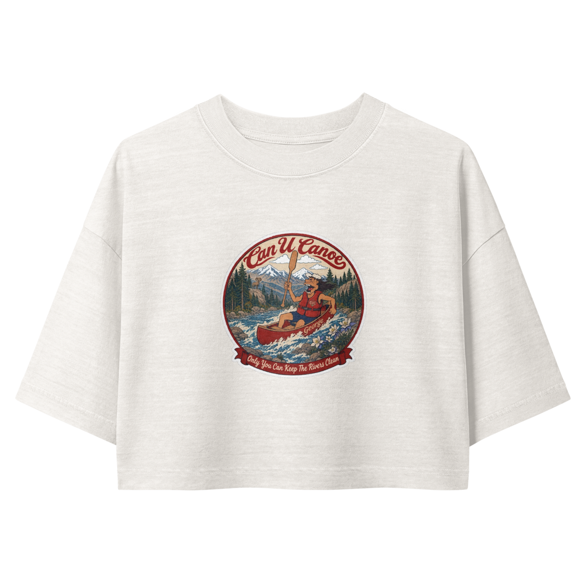 CUC Garment-Dye Cropped Tee — George's Tidepool Crop | Vintage White | S | front_dtf | exact approved George badge