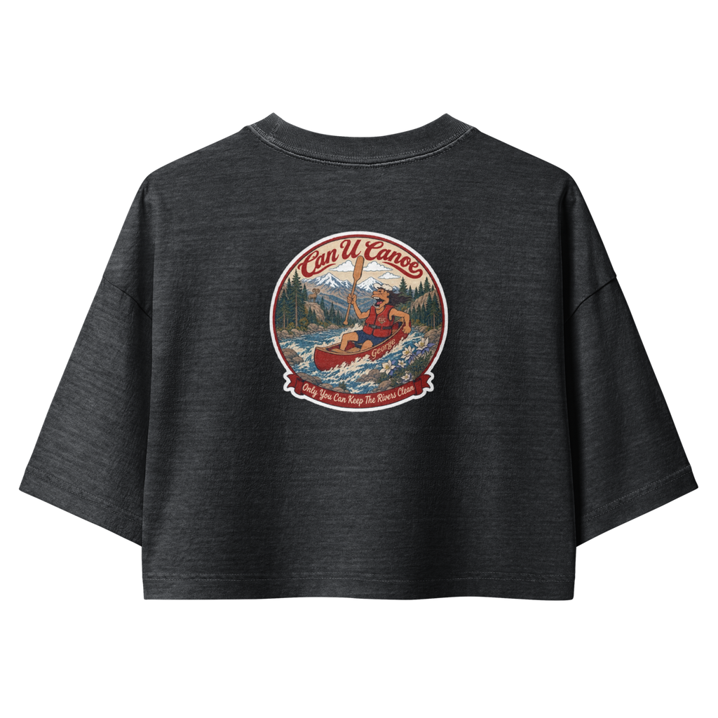 CUC Garment-Dye Cropped Tee — George's Tidepool Crop | Washed Black | S | Back | exact approved George badge