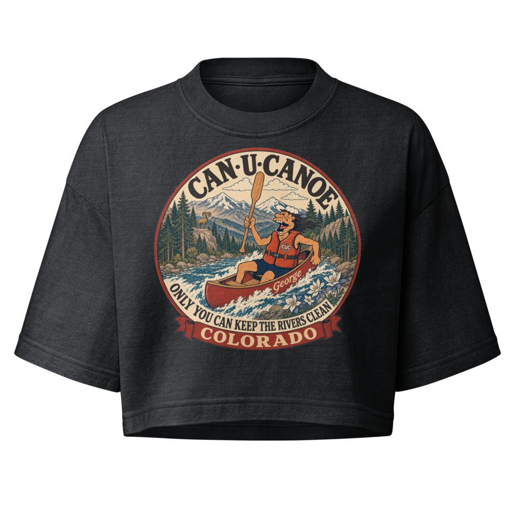 Colorado River Badge crop tee in Washed Black