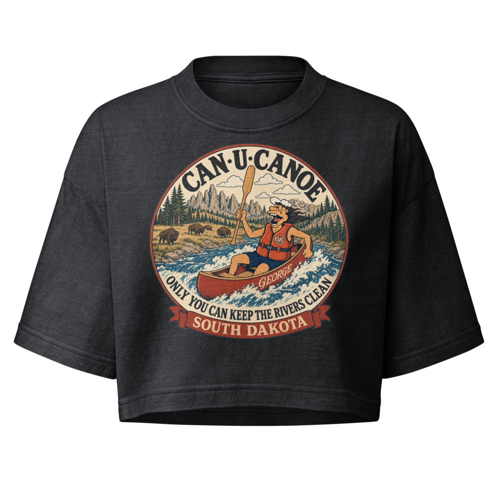 South Dakota River Badge crop tee in Washed Black