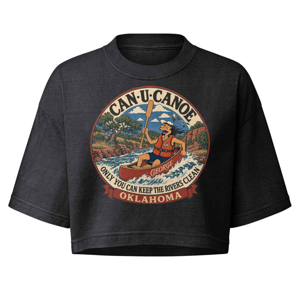 George's Oklahoma River Badge garment-dye crop tee variant 1