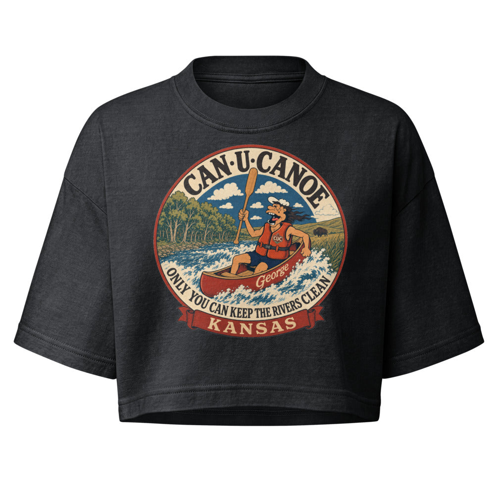 George's Kansas River Badge garment-dye crop tee variant 1