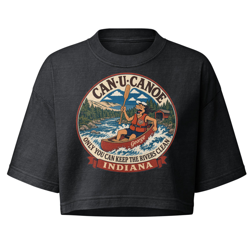 George's Indiana River Badge garment-dye crop tee - Washed Black