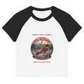 CUC Micro Rib Raglan Baby Tee — George's Cabin Tee | White/Black | S | front | approved George campaign artwork