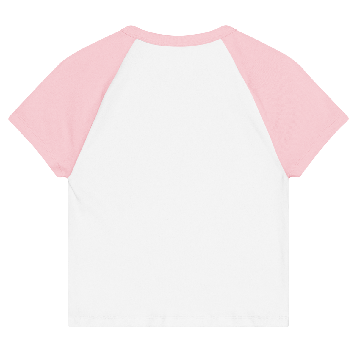 CUC Micro Rib Raglan Baby Tee — George's Cabin Tee | White/Pink | S | back | approved George campaign artwork