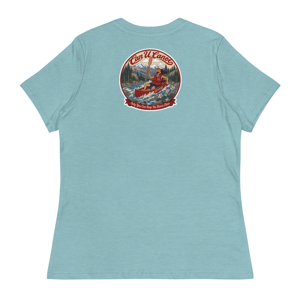 CUC Relaxed T-Shirt — George's Easy Float Tee | Heather Blue Lagoon | S | back | approved George campaign artwork