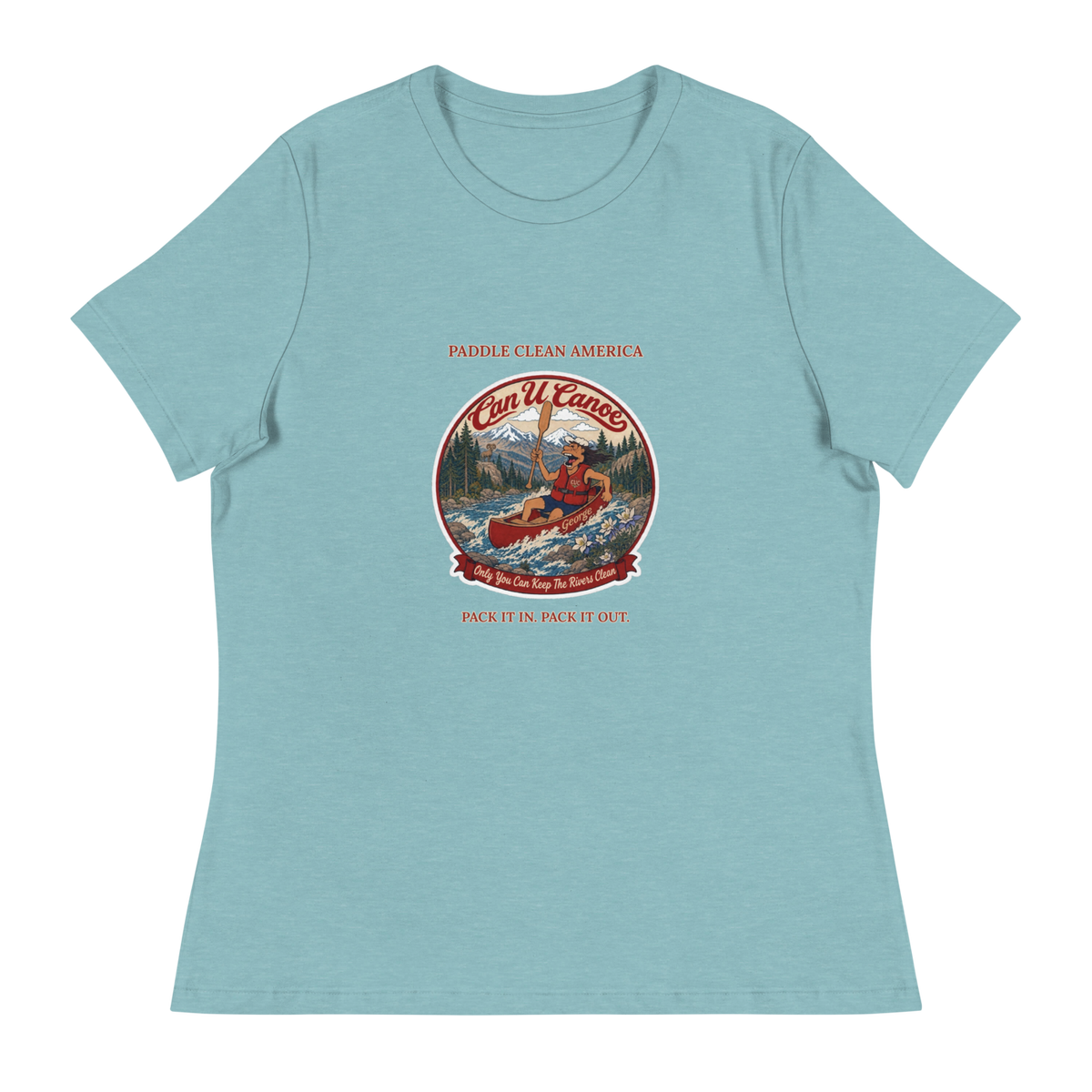 CUC Relaxed T-Shirt — George's Easy Float Tee | Heather Blue Lagoon | S | front | approved George campaign artwork