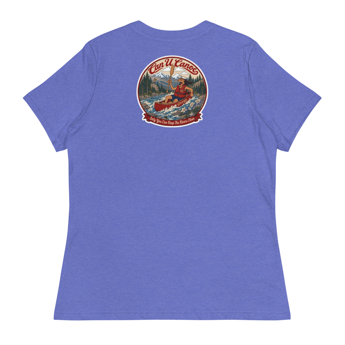 CUC Relaxed T-Shirt — George's Easy Float Tee | Heather True Royal | S | back | approved George campaign artwork