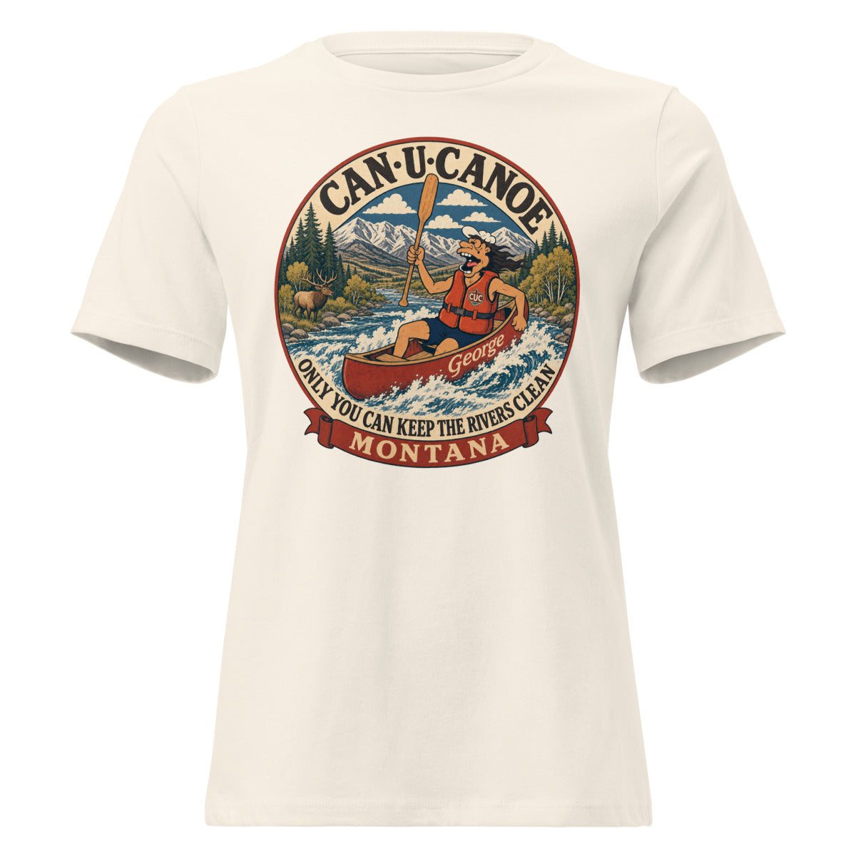 George's Montana River Badge women's relaxed tee in Natural