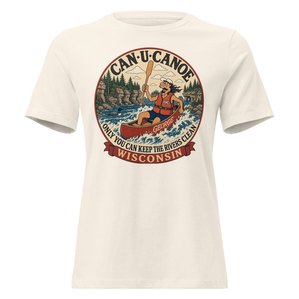 George's Wisconsin River Badge Women's Relaxed Tee in Natural