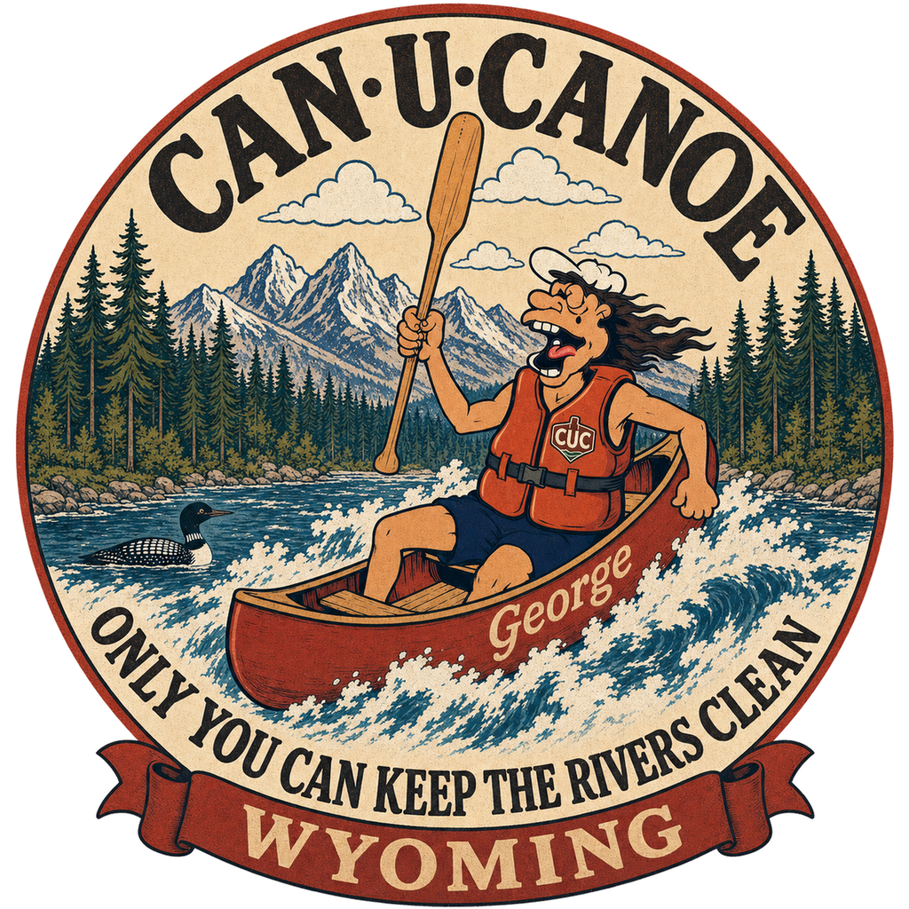 CAN U CANOE Wyoming river badge artwork