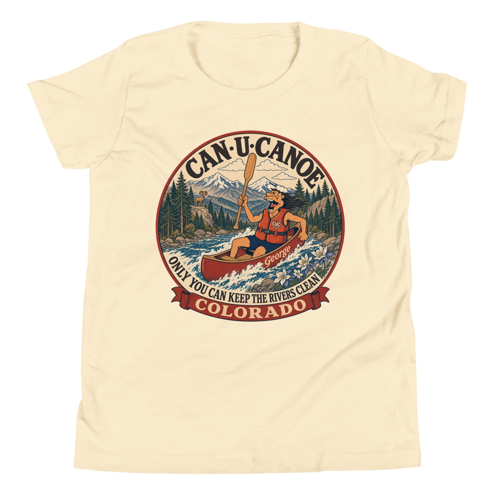 Colorado State Badge youth tee in Natural, front mockup
